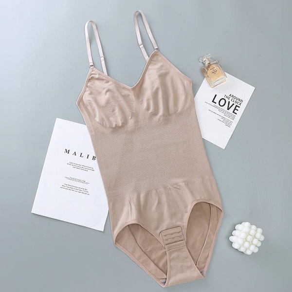 Bodysuit for kvinner, magekontroll, sexy, ermeløse topper, shapewear, kroppsformer for kvinner, justerbare spaghettistropper, tanktopp skin colour XL
