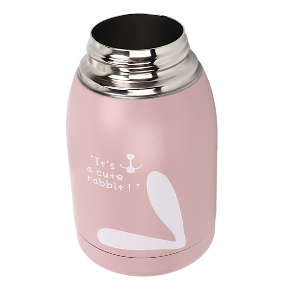 Barns isoleringskopp 12oz dubbelvägg bärbar kaninmönster isolerad vattenflaska för resor Rosa