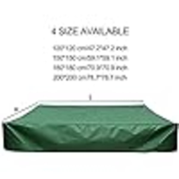 Rektangelgrønn utendørs sandkasse sandkassetrekk Oxford klut vanntett støvtett, for utendørs hagemøbeltrekk 150*150*20cm