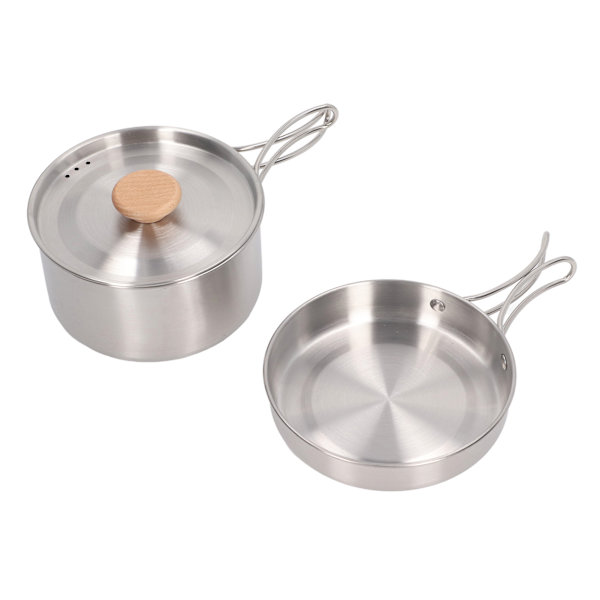 Køkkengryde og pandesæt 304 rustfrit stål Bærbar Camping Køkkengrej Mess Kit med opbevaringstaske til vandreture Backpacking
