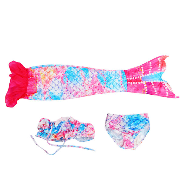 Barn Mermaid Tails Baddräkt Polyester Baddräkter Mermaid Tail Set för flickor som simmar 130cm / 51.2in