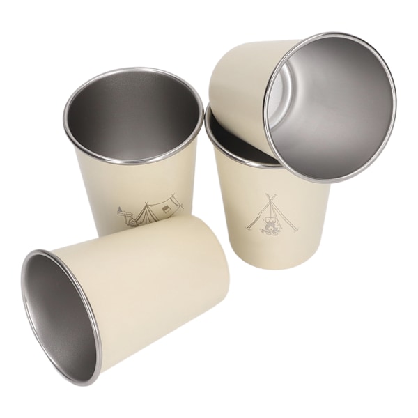 4 st 350ml 304 rostfritt stål vattenkopp kaffemugg flaska för grillning Ölresor utomhus beige