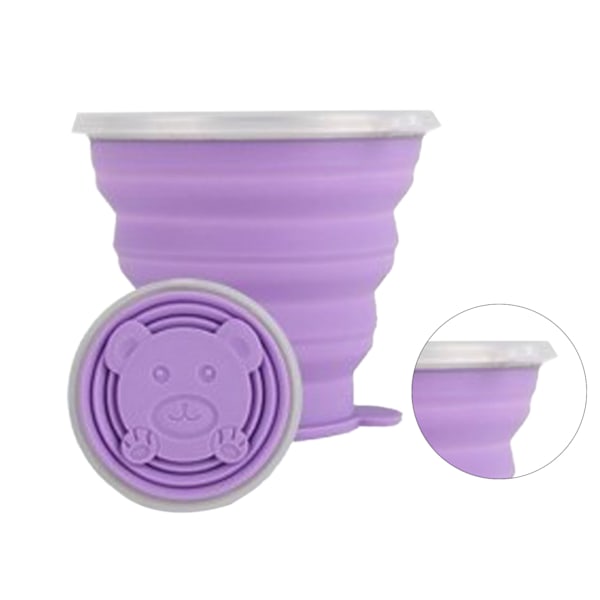 Silikonvikbar vattenkopp Ultratunn hopfällbar resekopp med handrem för utomhuscamping och vandring Lila 270ml