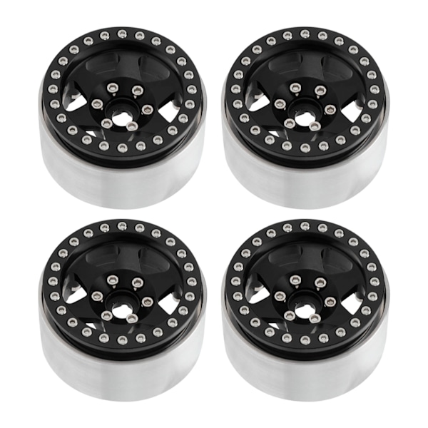 4 stk 1,9 tommer Hjulnav Aluminiumlegering Beadlock Hjulnav Tilbehør for Axial SCX10 90046 AXI 03007 for REDCAT MST 1/10 RC Bil Svart