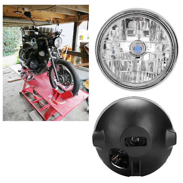 Muokattu retro pyöreä moottoripyörän ajovaloyksikkö sopii CB400/900:een