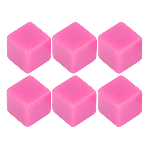 6st Blank tärningsuppsättning rätvinklig plast hexaedriska kuber Klassrumsbrädspel DIY Math Counting Undervisningsparty Favor Fun Pink