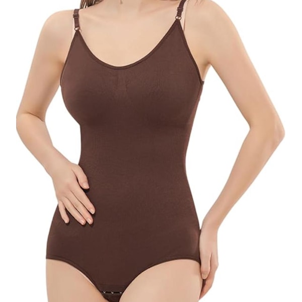 Bodysuit for kvinner, magekontroll, sexy, ermeløse topper, shapewear, kroppsformer for kvinner, justerbare spaghettistropper, tanktopp Coffee colour M