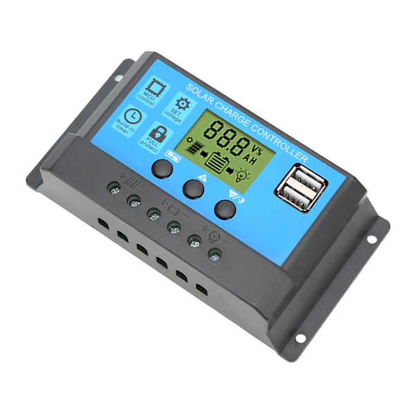 12V 24V Aurinkolataussäädin USB PWM Aurinkosähköpaneelin Lataussäädin LCD-näytöllä 20A