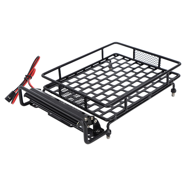 RC CAR TACH RACK Musta Rauta Kestävä RC Kattoteline 8 LEDillä Valkoinen Valo