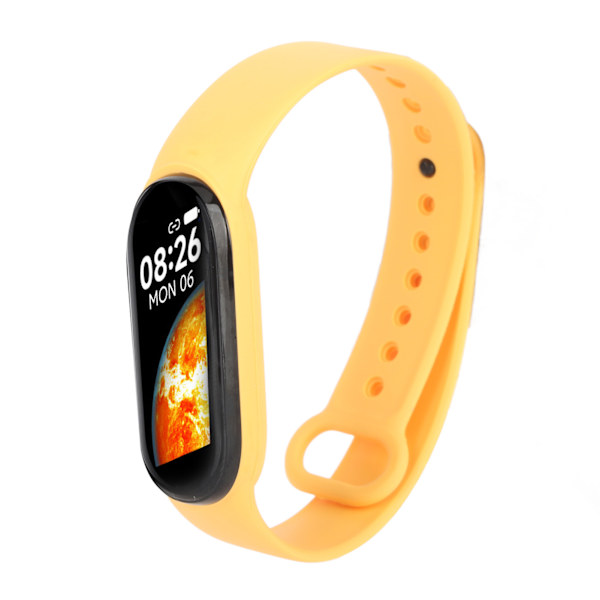 M7 Smart Armband Multifunktion Silikon Dynamisk Färg Storskärm Fitness Watch Band för Puls Sömnövervakning Gul