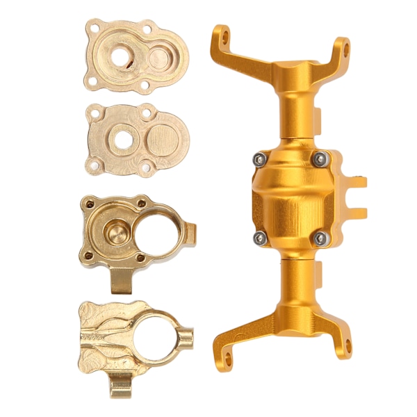 Framaxelhus Styrkopp CNC RC bil metall framaxelhus Set för FMS för Xiaoqi FCX24 1/24 Half RC Car Gold