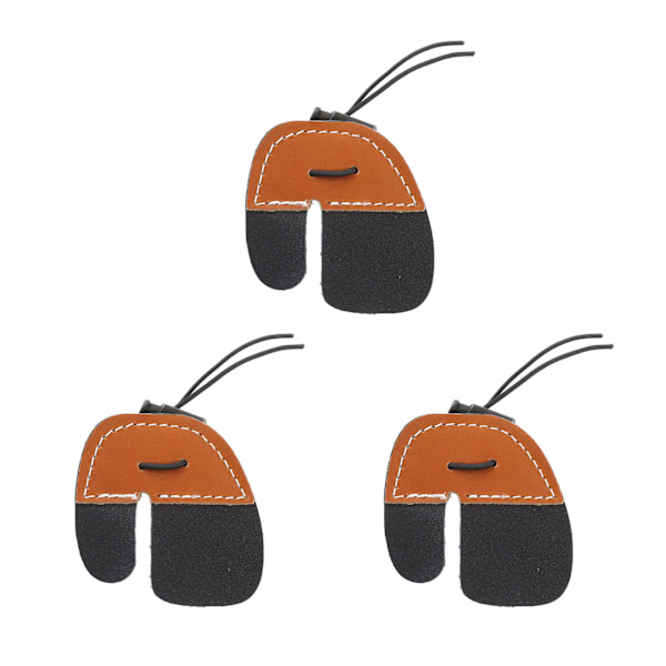 3st Bågskytte Finger Tabs Förtjockade Dubbellager PU Läder Bågskytte Finger Guard Finger Skydd för Recurve bågar Brun
