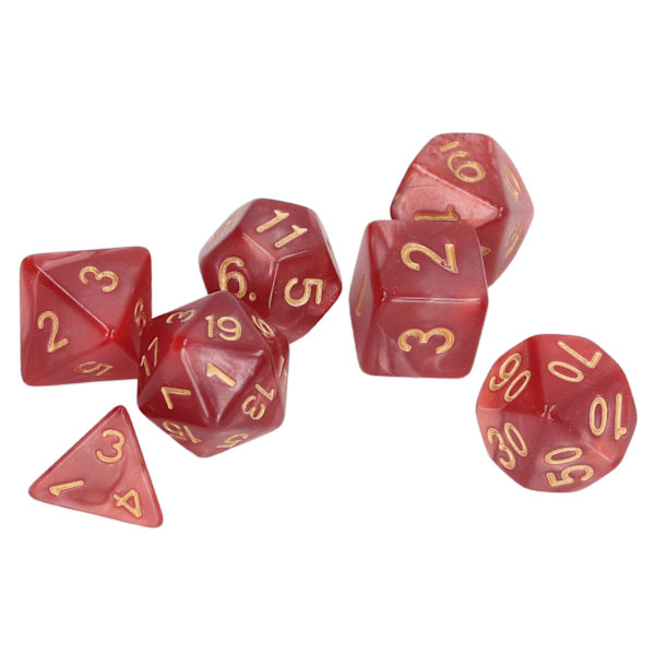 5 set flersidiga tärningar Set Gold Number Pearl Polyhedron tärningar för interaktiva spel skolmaterial Mörkröd