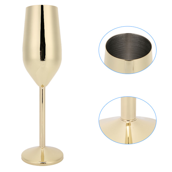 Champagneglas i rostfritt stål - 304, 220ML, Guld - Perfekt för bar, fest och bankett