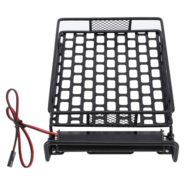 RC CAR TACH RACK Musta Rauta Kestävä RC Kattoteline 8 LEDillä Valkoinen Valo