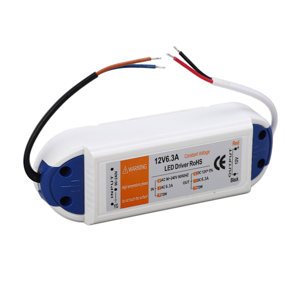 LED-driver 6,3A 72W AC90‑240V til 12V strømforsyningstransformator til LED-belysning LED-strips LED-lamper