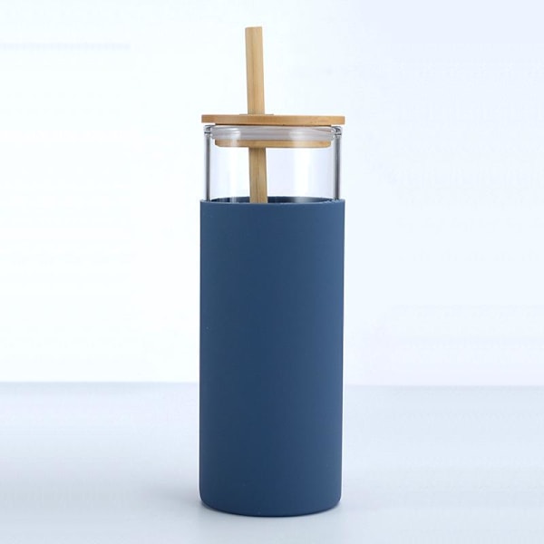 500 ml vannkopp med lokk, knust glass-design, assortert iskaffekopp, flaske med sugerør for hjemmebruk blue
