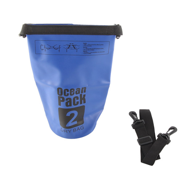 Vedenpitävä Bucket Bag Vettähylkivä Dry Bag Moderni ulkoiluun, retkeilyyn, koskenlaskuun 2L Tumman sininen