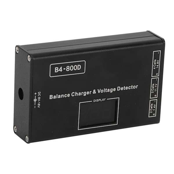 Batteri Litium Lipo balanceoplader Aluminiumlegering Batteribalanceoplader med spændingsdisplay til 2‑4S batteri
