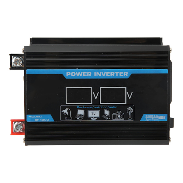 300W Modifioitu siniaaltoinvertteri USB-autovirtalähdeadapteri LED-näyttö 12V - 220V Musta