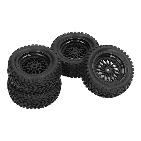 4 stk. RC hjuldæk Plast Gummi Holdbar Stabil Bedre vejgreb 1/10 Gummihjul Dæk til 1/10 Racing Car Sort