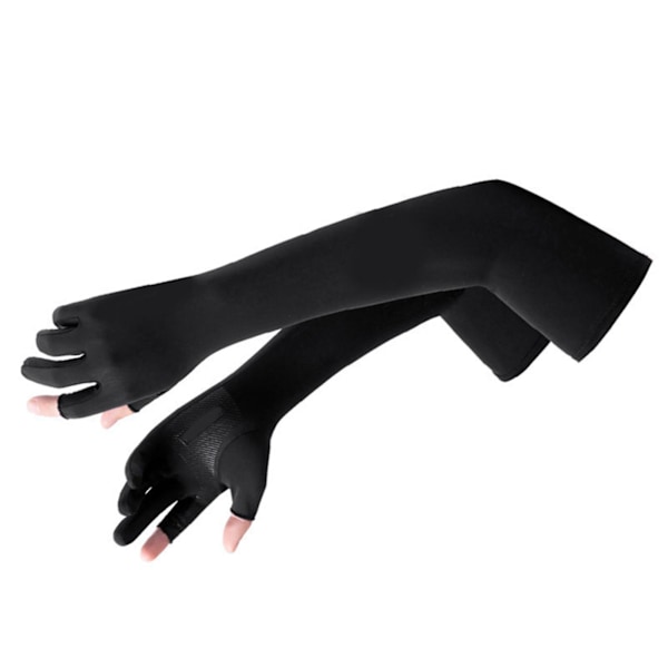 Ice Silk Arm Sleeves Skridmodstand Forlænget UV-beskyttelse Arm Køleærmer til cykling Udendørsfiskeri Kørsel Sort