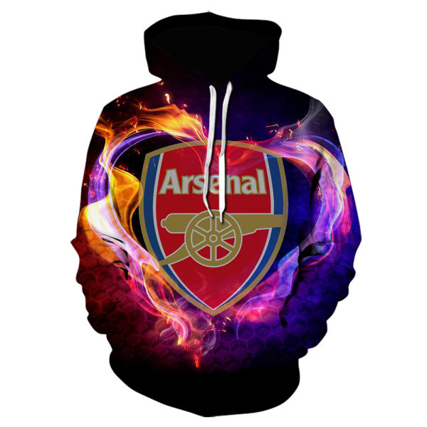 Arsenal Hettegenser Lös Pullover 3D Hettegenser Unisex-wd L