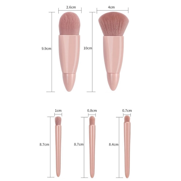 5 stk. Makeupbørster Bløde Tykke Hår Skønhedsværktøjer Bærbar Concealer Foundation Blush Blending