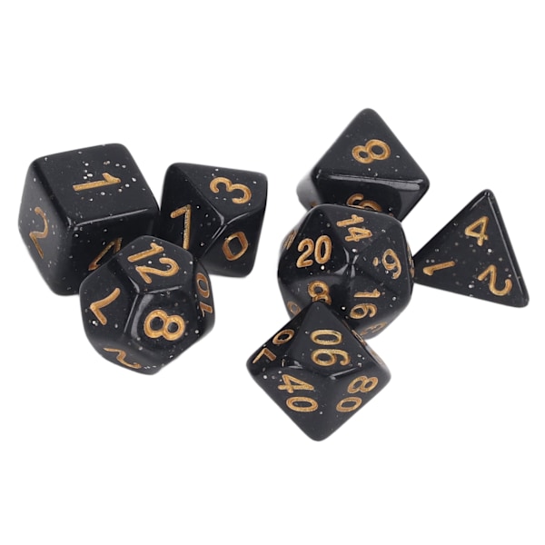 5 sæt flersidede terninger Sæt Guld Nummer Perle Polyhedron terninger til interaktive spil skolematerialer Sort