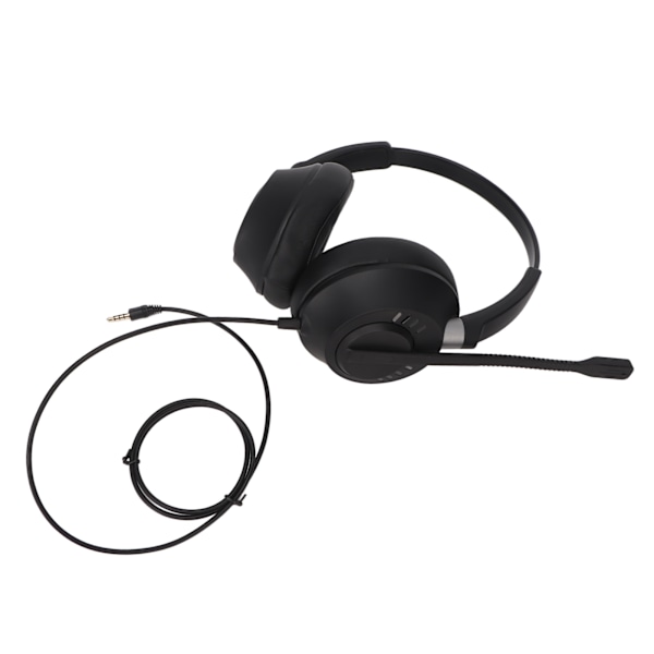 Binaural Kundeservicechaps med Lydstyrkejustering, Mikrofonstum, 3,5 mm Telefonhovedtelefon med USB-lydkort til Kontor