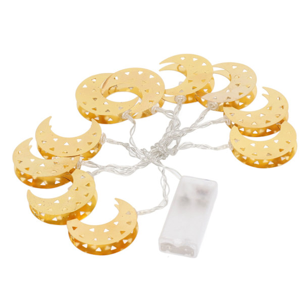 10LED Lys Måne Lys String Batteridrevet Smedejern Måne Fairy Lights til Fest Festival dekorationer Varm hvid