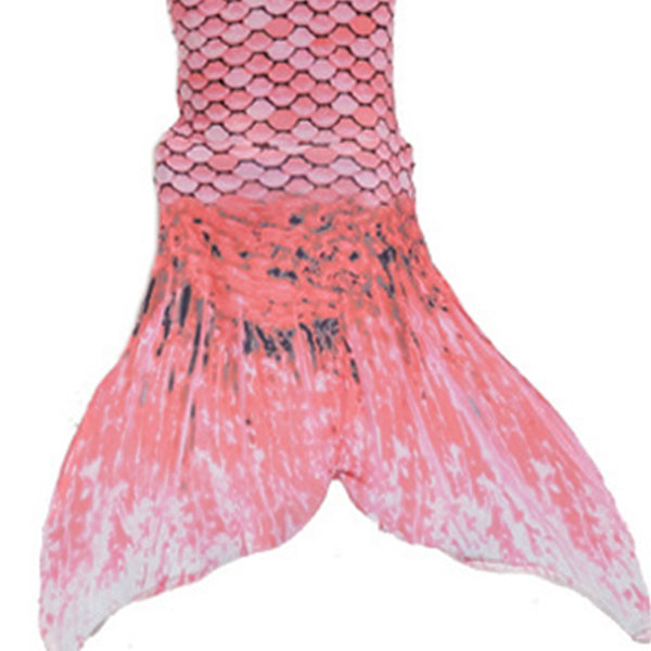 Girl Fish Tail Baddräkt Slips Halter Neck Slim Fit Mjuk Flexibel Barn 3-delads badkläder Set för Pool Party Strand Vattenmelon Röd 120cm/47.2in