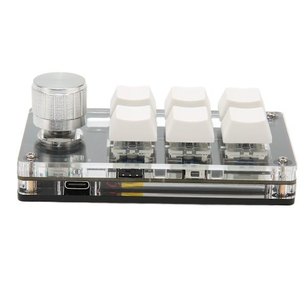 6 Tasters Mini Tastatur med Knott Blå Bryter Kablet USB Trådløs Bluetooth Dobbel Modus Tilkobling DIY Programmerbart Mekanisk Tastatur Hvit