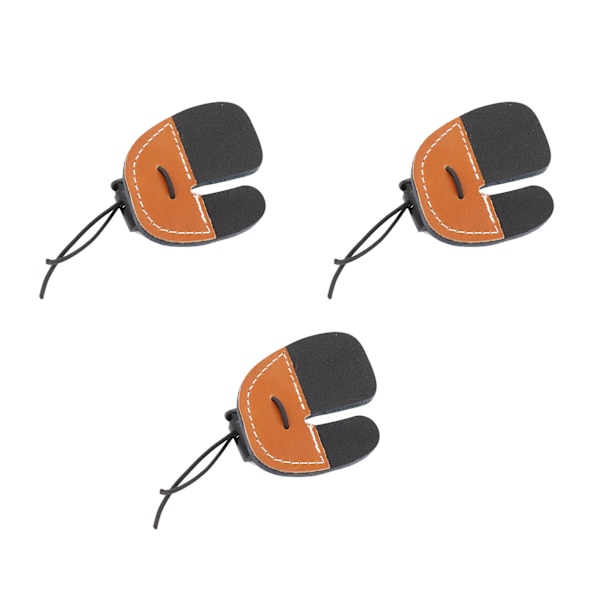 3st Bågskytte Finger Tabs Förtjockade Dubbellager PU Läder Bågskytte Finger Guard Finger Skydd för Recurve bågar Brun