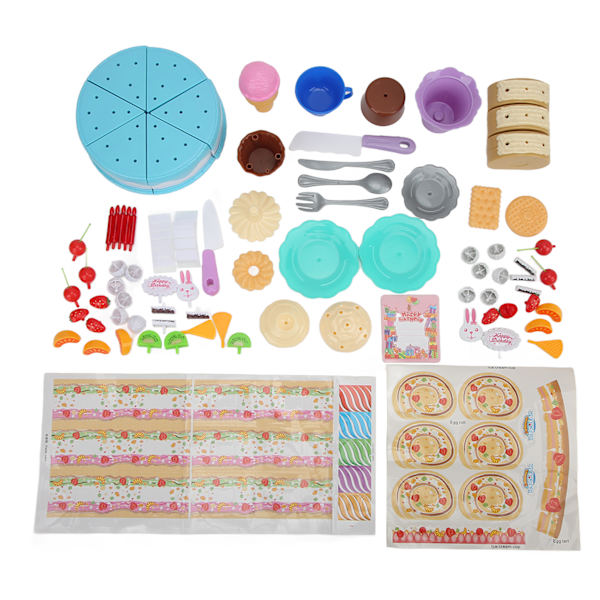 Skär födelsedagstårta Leksak DIY Hål Design Plast Pedagogisk Intressant Luktfria Återanvändbara matleksaker för över 3
