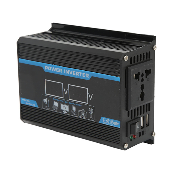 300W Modifioitu siniaaltoinvertteri USB-autovirtalähdeadapteri LED-näyttö 12V - 220V Musta