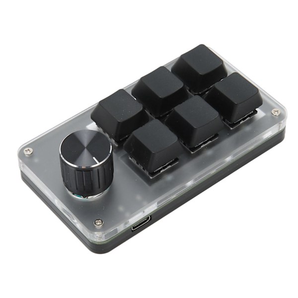 6 Tasters Mini Tastatur med Knott RGB Lys Blå Bryter Kablet Tilkobling Plug and Play DIY Programmerbar Enhånds Mekanisk Tastatur