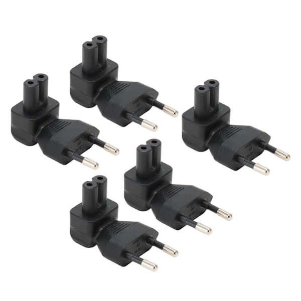 5 stk. EU-stik til IEC320 C7 strømadapter EU-stik han til IEC320 C7 hun strømstikadapter Albuekonnektor EU-stik 125‑250V