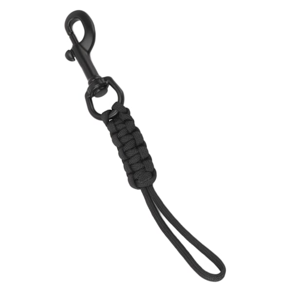 Håndvævet dykkerline Anti Lost Strap Undervandssikkerhedsreb med rustfri stålclips Sort