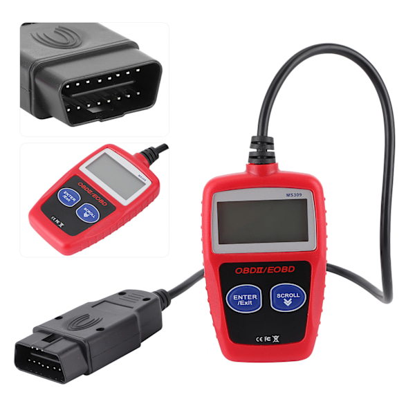 Bilskanner för motordiagnostik OBD2 Feldetektor Bakgrundsbelyst LCD-skärm Bilverktyg MS309