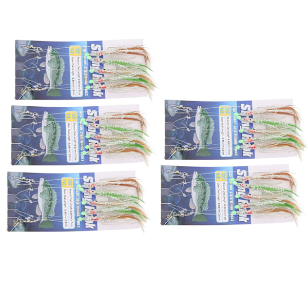 5 set bläckfisksimulering fiskeriggar Luminous Fishing Lure Bait Rigs Anti Winding Lure String Krokar med 5 krokar
