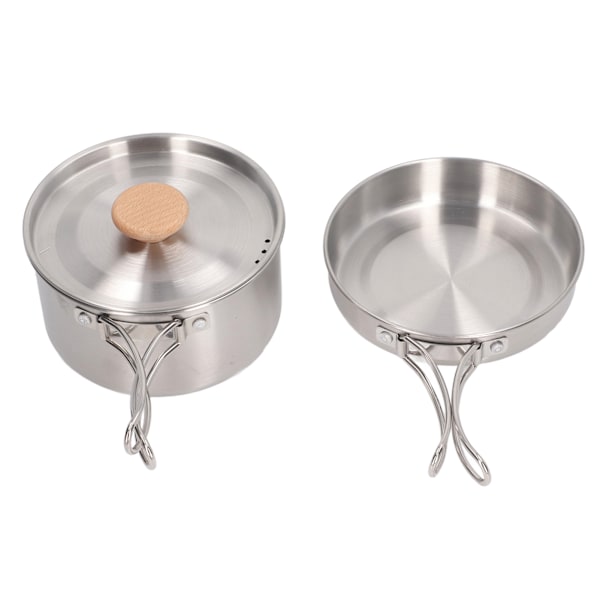 Køkkengryde og pandesæt 304 rustfrit stål Bærbar Camping Køkkengrej Mess Kit med opbevaringstaske til vandreture Backpacking