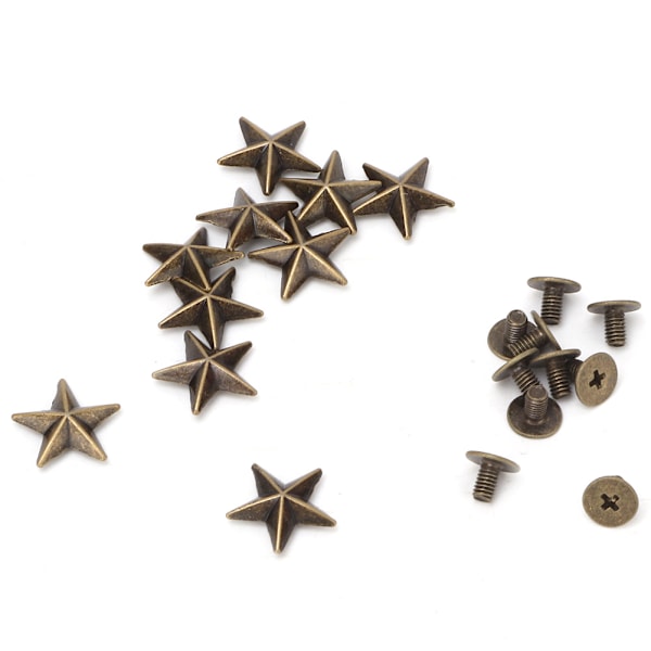 Bronze Metal Star Stud Nit Spike skruer til DIY lædertasker og sko (10 stk, 14mm)