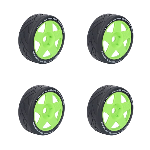 4 KPL 1/8 GT RC-pyörät Vahva pito Maantiekilpa-ajorenkaat Kestävät maantiepyörät 17 mm:n adapterilla Vihreä