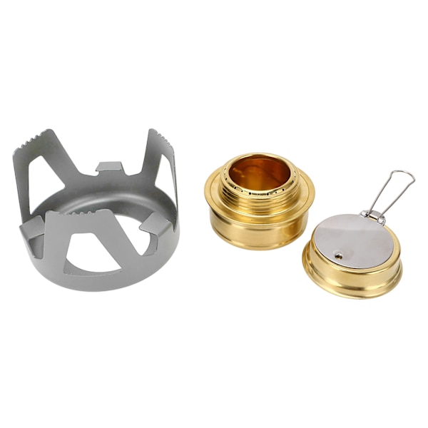 Mini Alkoholspis Mässing Aluminiumlegering Säker Vindtät Bärbar Mycket använd Mini Backpacking Spis för Camping Matlagning Grå