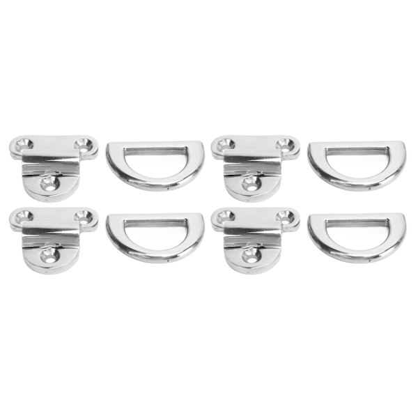 4 sæt Marine Grade Foldbar Pad Eye 316 Rustfrit stål Marine 8MM D-formede forbindelsesringe Foldbare Pad Eye Kroge