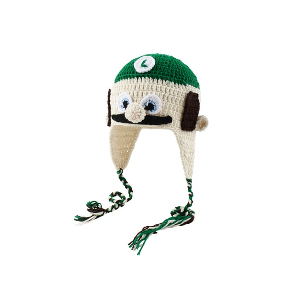 Vihreä Super Mario Knitted Hat Cartoon Festival Hauska vanhemman ja lapsen neulehattu