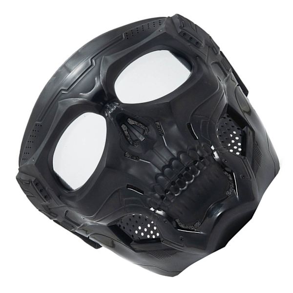 Motorcykelglasögon mask skalleform racingglasögon med justerbar halkfri rem för offroad cykling Svart transparent lins