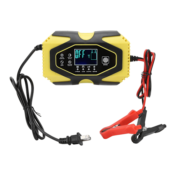 Automatisk Batterilader Intelligent Digital Display Opladningshukommelse til Biler Motorcykler 100-240V US Stik