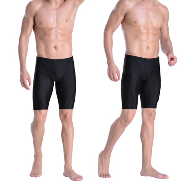 Lange træningsbadeshorts Vandtætte hurtigtørrende sorte hudvenlige badebukser til mænd til Racing 5XL (anbefalet vægt 72,5-77,5 kg)